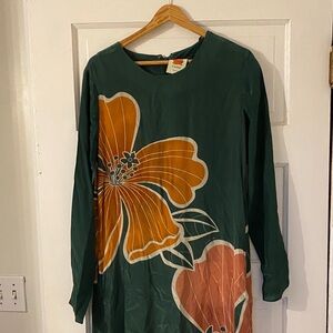 FARM Rio Green Maxi Dress with Orange Floral Design